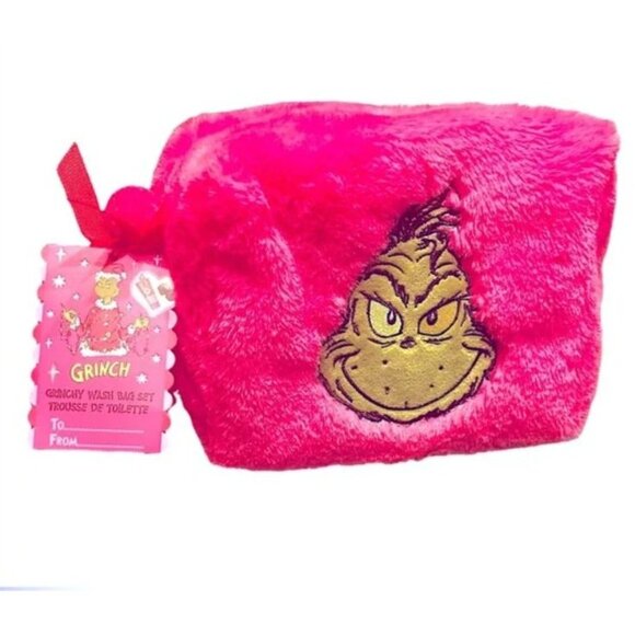 Dr. Seuss Grinch Pink Plush Wash Bag Set - Picture 2 of 4